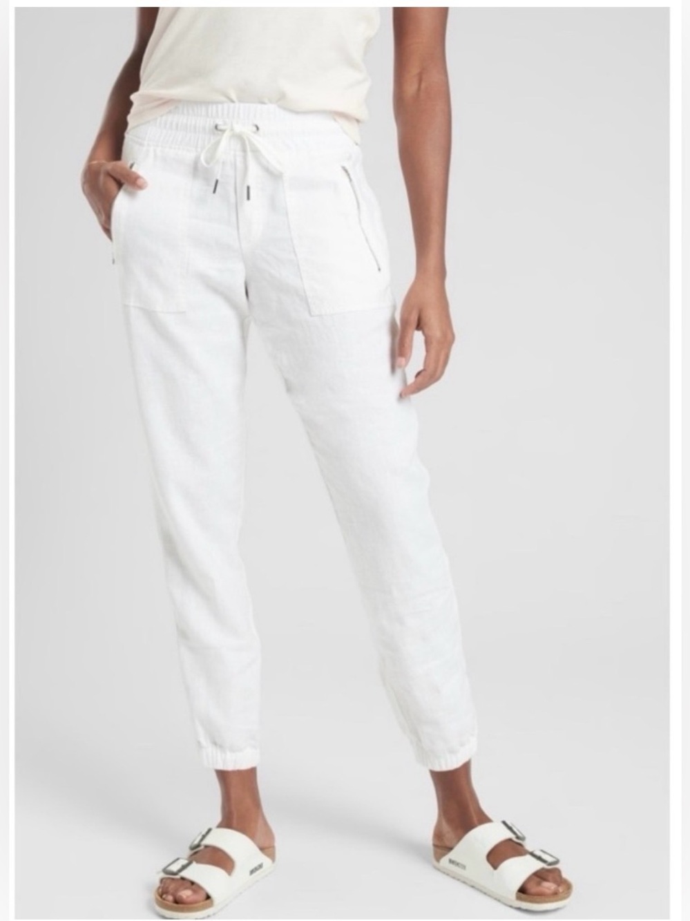 Athleta Women’s Cabo Linen Joggers Cali White Size 6